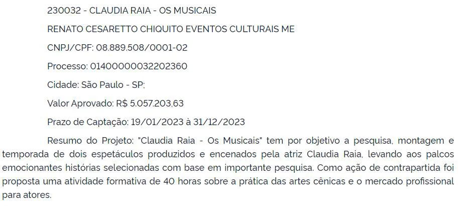 Claudia Raia receberá 5 milhões de reais da Lei Rouanet